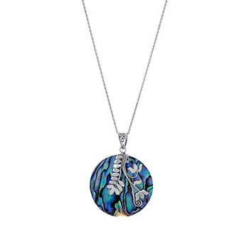 Athra NJ Inc Sterling Silver Abalone Leaves Pendant Necklace