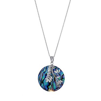 Athra NJ Inc Sterling Silver Abalone Leaves Pendant Necklace