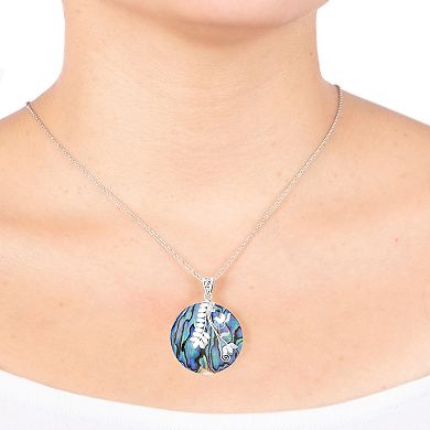 Athra NJ Inc Sterling Silver Abalone Leaves Pendant Necklace