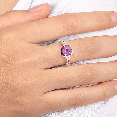 Athra NJ Inc Sterling Silver Amethyst Oxidized Textured Ring