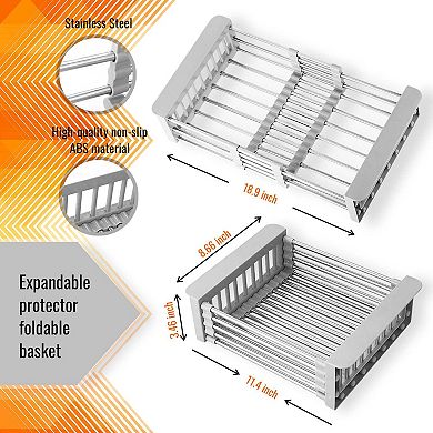 Cheer Collection Sink Drying Rack - Over The Sink Retractable Sink Strainer and Drainer