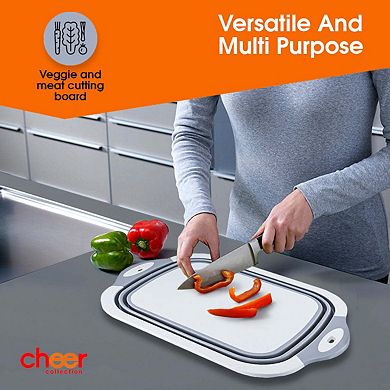 Cheer Collection Collapsible Cutting Board, Gray