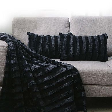 Cheer Collection Set Of 2 Decorative Throw Pillows - Reversible Faux Fur To Microplush 12"x 20"