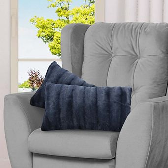 Cheer Collection Set Of 2 Decorative Throw Pillows - Reversible Faux Fur To Microplush 12"x 20"