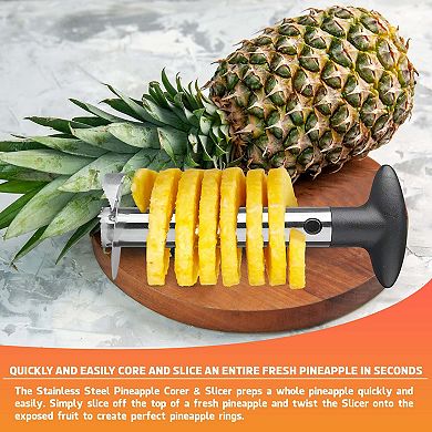 Cheer Collection Pineapple Corer And Slicer Tool, Stainless Steel Pineapple Core Remover with Non Slip Handle