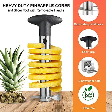 Cheer Collection Pineapple Corer And Slicer Tool, Stainless Steel Pineapple Core Remover with Non Slip Handle