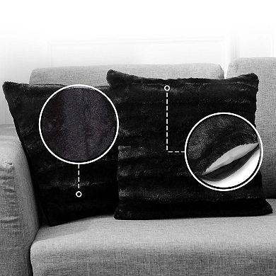 Cheer Collection Set of 2 Faux Fur Throw Pillows 22" x 22"