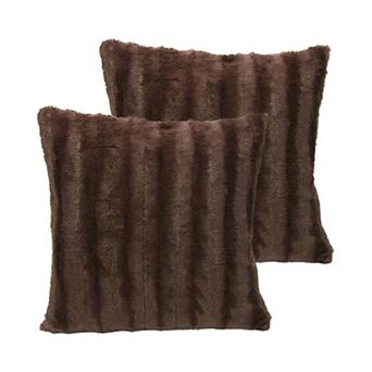 Cheer Collection Set of 2 Faux Fur Throw Pillows 22" x 22"