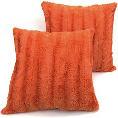 Cheer Collection Faux Fur Square Decorative Pillow 18x18 (Set of 2) - Cheer  Collection