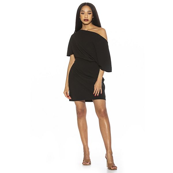 Women's ALEXIA ADMOR Draped Shoulder Mini A-Line Dress