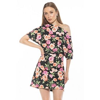 Women's ALEXIA ADMOR Draped Shoulder Mini A-Line Dress