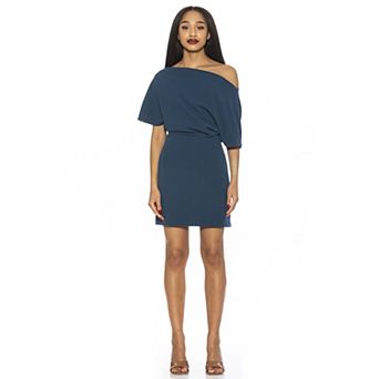 Women's ALEXIA ADMOR Draped Shoulder Mini A-Line Dress