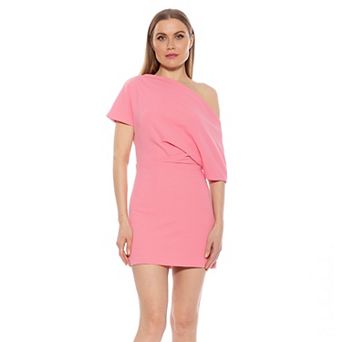 Women's ALEXIA ADMOR Draped Shoulder Mini A-Line Dress