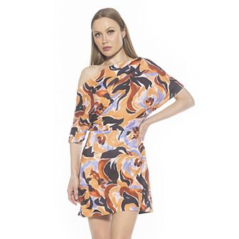Women's ALEXIA ADMOR Draped Shoulder Mini A-Line Dress