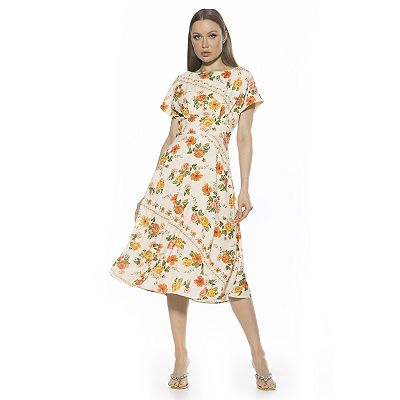 Lottie Short Sleeve Dolman Dress - Vintage FLORALS PRINT / 6