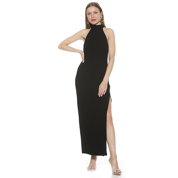 Women's ALEXIA ADMOR Wrena Halter Maxi Gown With Front Side Slit