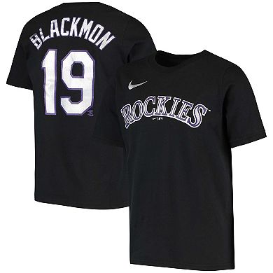 Youth Nike Charlie Blackmon Black Colorado Rockies Player Name & Number T-Shirt
