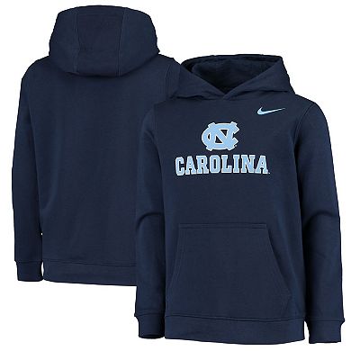 Youth Nike Navy North Carolina Tar Heels Stadium Club Fleece Pullover Hoodie