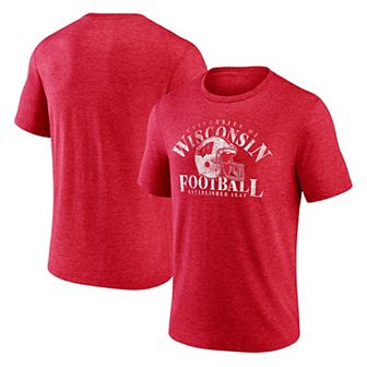 Men's Fanatics Branded Heathered Red Wisconsin Badgers Logo Hometown Tri-Blend T-Shirt