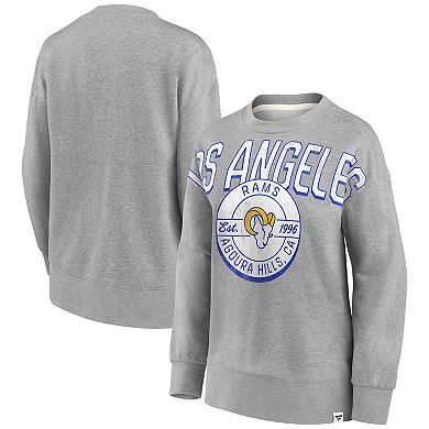 Women's Fanatics Branded Heathered Gray Los Angeles Rams Jump Distribution Tri-Blend Pullover Sweatshirt