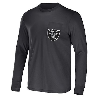 Men's NFL x Darius Rucker Collection by Fanatics Charcoal Las Vegas Raiders Team Long Sleeve Pocket T-Shirt