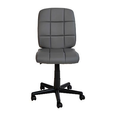 Emma and Oliver Mid-Back Green Quilted Vinyl Swivel Task Office Chair