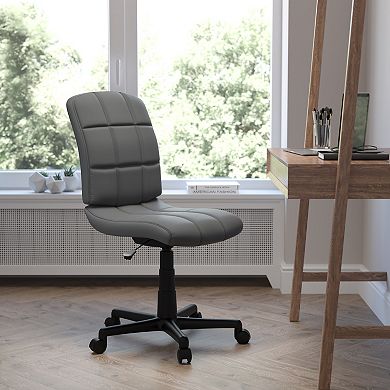 Emma and Oliver Mid-Back Green Quilted Vinyl Swivel Task Office Chair