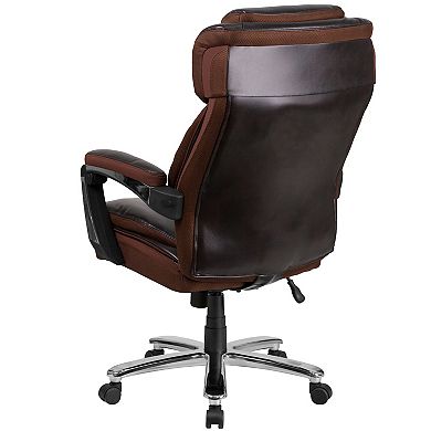 Emma and Oliver Big & Tall Brown LeatherSoft Executive Swivel Office Chair with Headrest