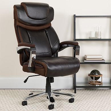Emma and Oliver Big & Tall Brown LeatherSoft Executive Swivel Office Chair with Headrest