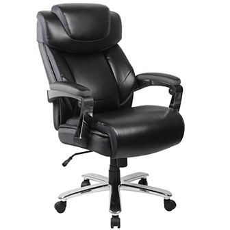 Emma and Oliver Big & Tall Brown LeatherSoft Executive Swivel Office Chair with Headrest