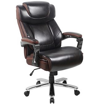 Emma and Oliver Big & Tall Brown LeatherSoft Executive Swivel Office Chair with Headrest