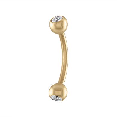 Amella Jewels 10k Gold Cubic Zirconia Barbell Cartilage Ring