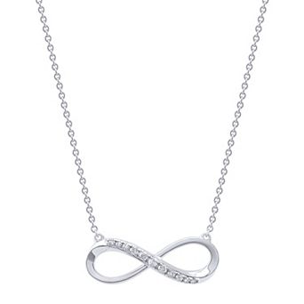 10k White Gold 1/10 Carat T.W. Diamond Infinity Charm Necklace