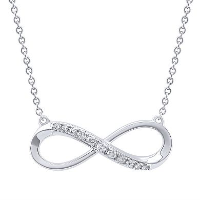 10k White Gold 1/10 Carat T.W. Diamond Infinity Charm Necklace