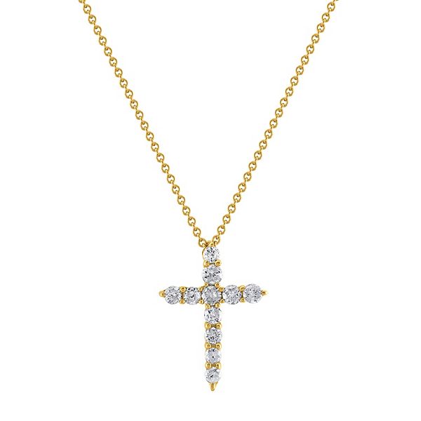 10k Gold 1/4 Carat T.W. Diamond Cross Pendant Necklace