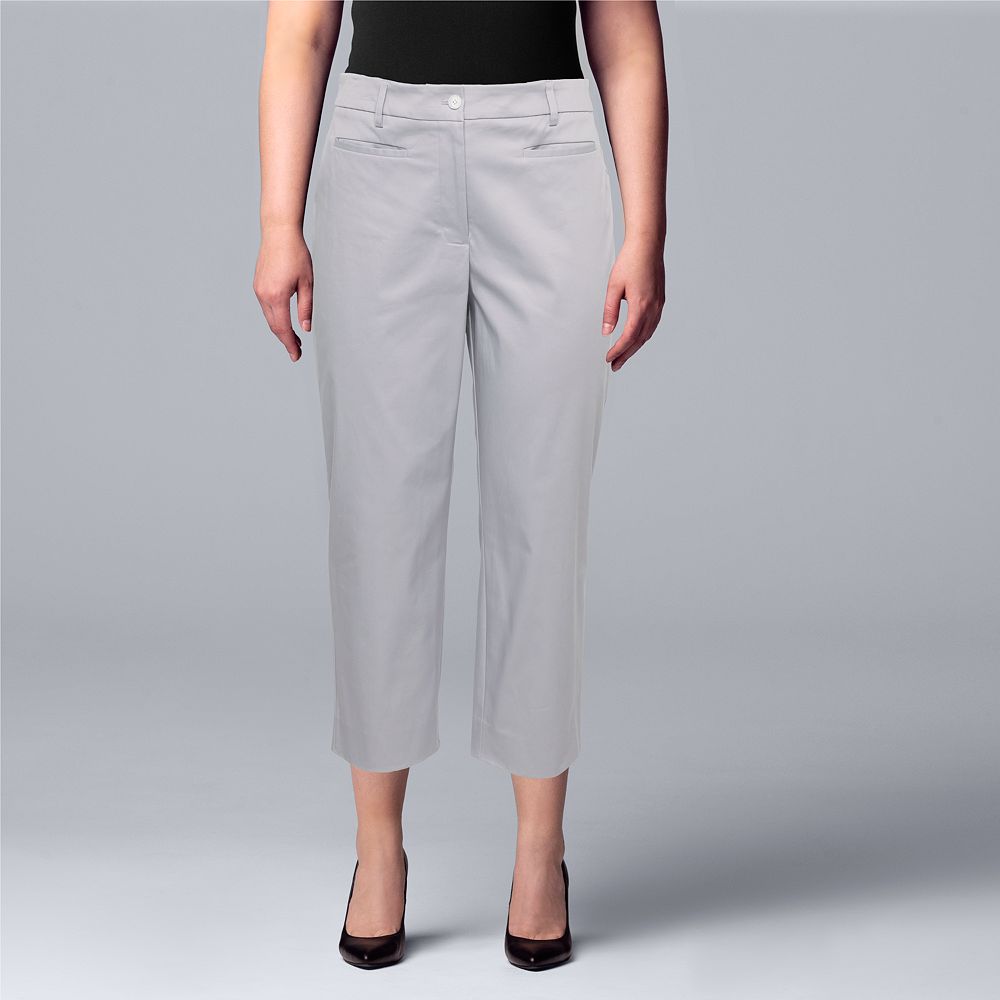 Plus Size Simply Vera Vera Wang Welt-Pocket Mid-Rise Capri Pants