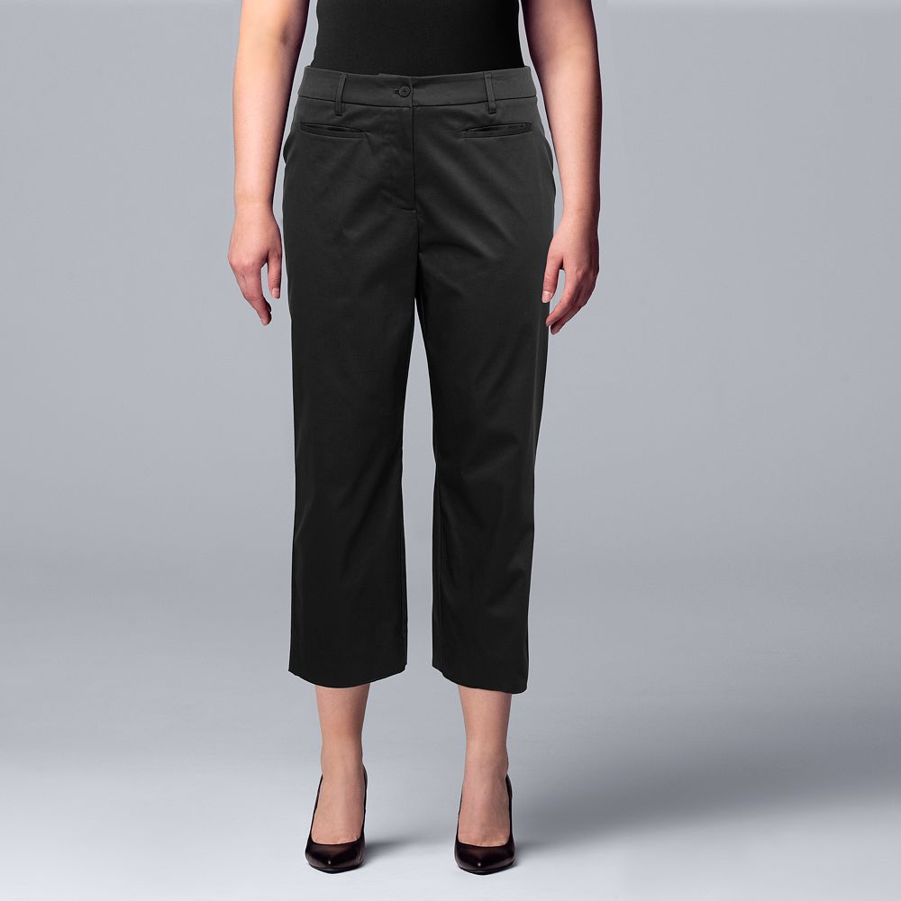 Plus Size Simply Vera Vera Wang Welt-Pocket Mid-Rise Capri Pants