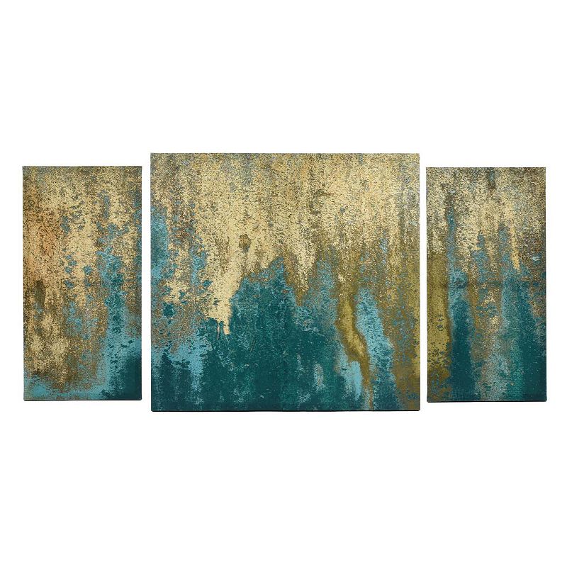 New View Gifts & Accessories 3-piece Liquid Gold Abstract Canvas Wall Art, 