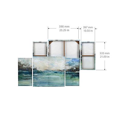 New View Gifts & Accessories 3-piece Coastal Abstract Canvas Wall Art