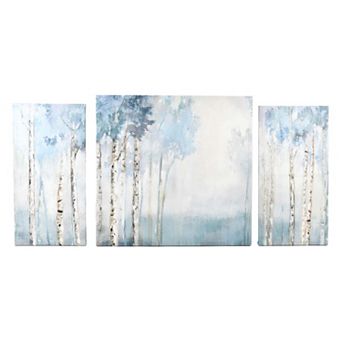 New View Gifts & Accessories 3 pc Blue Birch Canvas Wall Art