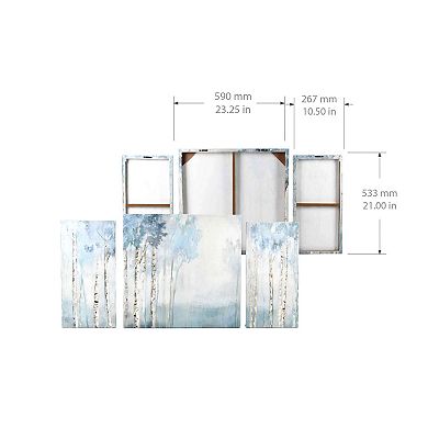 New View Gifts & Accessories 3-piece Blue Birch Canvas Wall Art