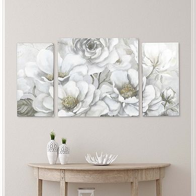 New View Gifts & Accessories 3-piece White Roses Canvas Wall Art