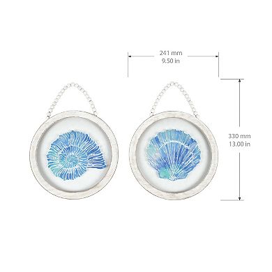 New View Gifts & Accessories 2-pack Round Coastal Shell Wall Art Set With Beaded Hanger