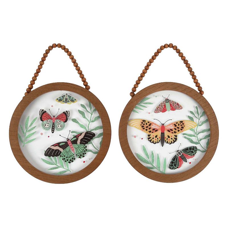 New View Gifts & Accessories 2-pack Round Coastal Butterfly Wall Art Set Wi