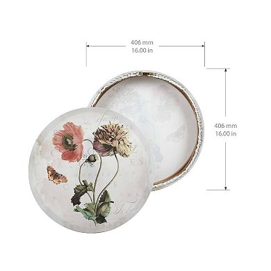 New View Gifts & Accessories Round French Inspired Floral Embellished Canvas Wall Art