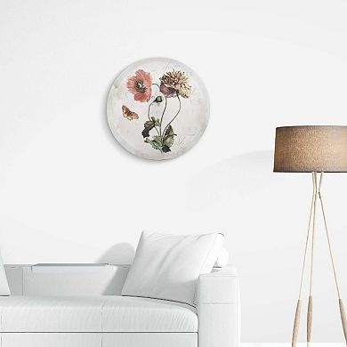 New View Gifts & Accessories Round French Inspired Floral Embellished Canvas Wall Art