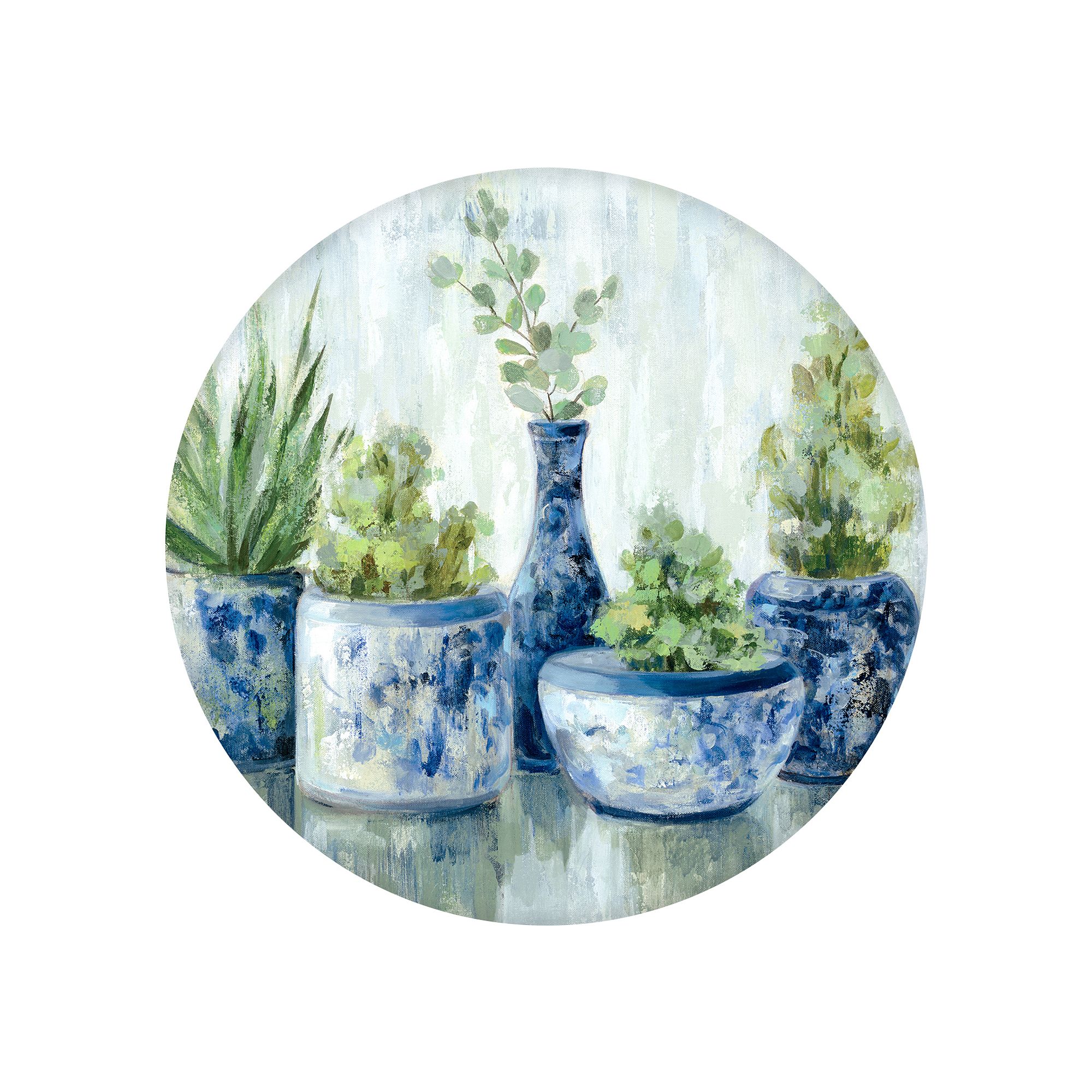 New View Gifts & Accessories Round Potted Greenry Embellished Canvas Wall A