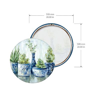 New View Gifts & Accessories Round Potted Greenry Embellished Canvas Wall Art