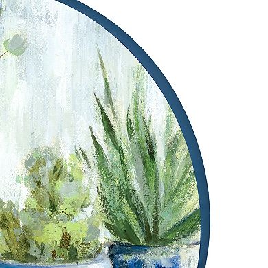 New View Gifts & Accessories Round Potted Greenry Embellished Canvas Wall Art