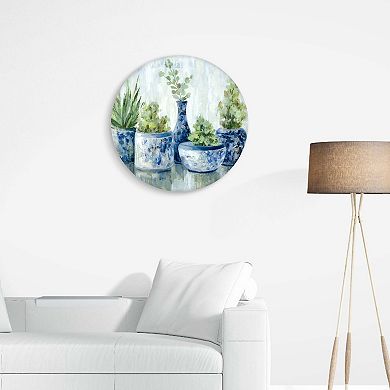 New View Gifts & Accessories Round Potted Greenry Embellished Canvas Wall Art